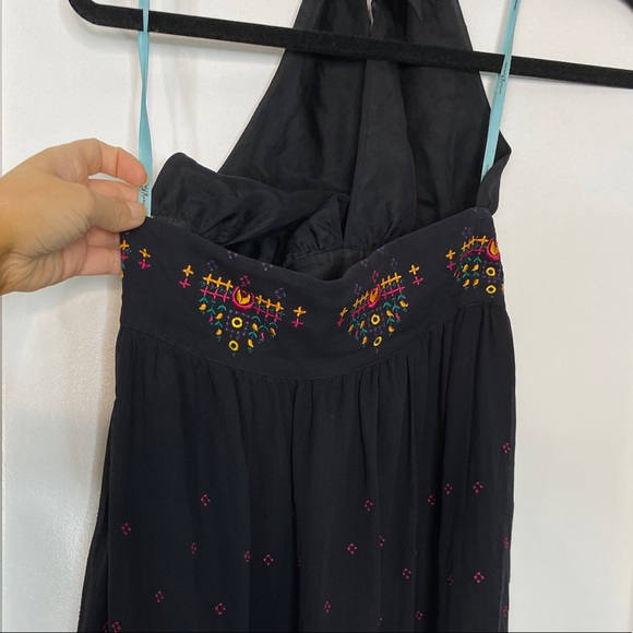 Marciano silk black halter maxi dress tiered colours boho - Picture 7 of 10
